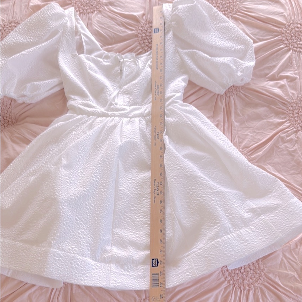 BHLDN Chloe Puff-Sleeve Square-Neck Jacquard Mini Dress - Picture 9 of 15